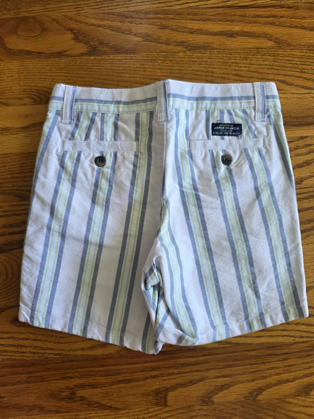 Janie and Jack White Shorts With Light Blue And Green Striped Kids